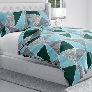 Bavlnené posteľné obliečky Sandra SA-334 Modro-zelené trojuholníky - detail 1 - Biante.sk