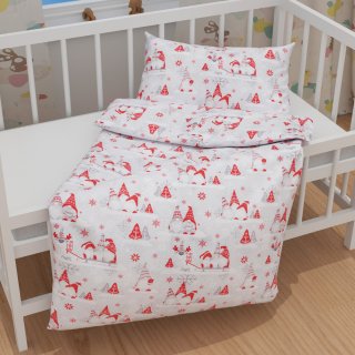 Dětské bavlněné povlečení do postýlky Sandra SA-133 Červení skřítci na světle šedém - detail 1 - Biante.cz Dětské bavlněné povlečení do postýlky Sandra SA-133 Červení skřítci na světle šedém - detail 1 - Biante.cz