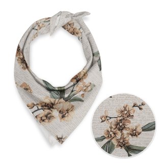 Bavlněný šátek Sandra SA-624 Hnědé orchideje na bílém - Biante.cz