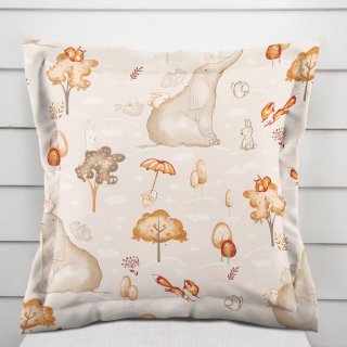 Detská bavlnená obliečka na vankúš s lemom Sandra SA-692 Slon a jeho kamaráti na svetlo sivobéžovom - Biante.sk Detská bavlnená obliečka na vankúš s lemom Sandra SA-692 Slon a jeho kamaráti na svetlo sivobéžovom - Biante.sk