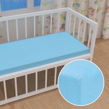 Detské jersey napínacie prestieradlo do postieľky JR-017 Azúrovo modré - Biante.sk