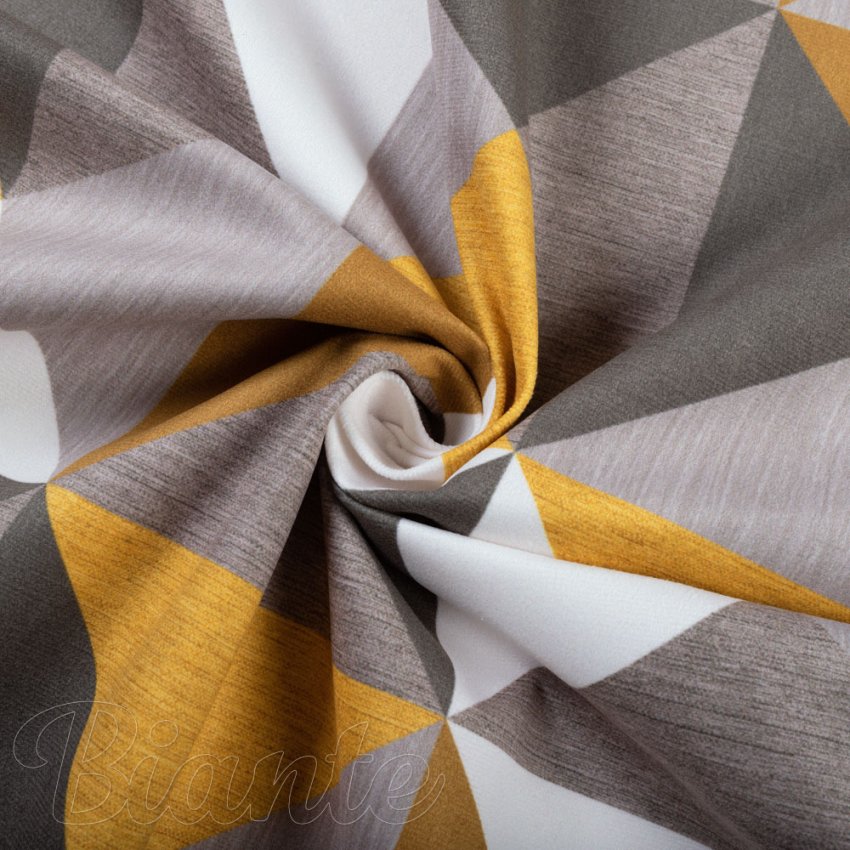 Sametová látka Tamara TMR-020 Žluto-šedobéžové trojúhelníky - šířka 150 cm - detail 2 - Biante.cz