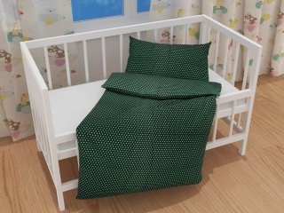 Dětské bavlněné povlečení do postýlky Sandra SA-350 Bílé hvězdičky na tmavě zeleném - detail 1 - Biante.cz Dětské bavlněné povlečení do postýlky Sandra SA-350 Bílé hvězdičky na tmavě zeleném - detail 1 - Biante.cz