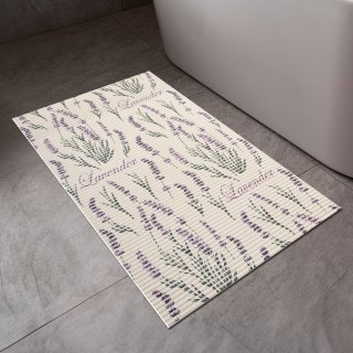 Kúpeľňová penová rohož / predložka PRO-025 Levandule na béžovom - metráž šírka 65 cm - detail 1 - Biante.sk Kúpeľňová penová rohož / predložka PRO-025 Levandule na béžovom - metráž šírka 65 cm - detail 1 - Biante.sk