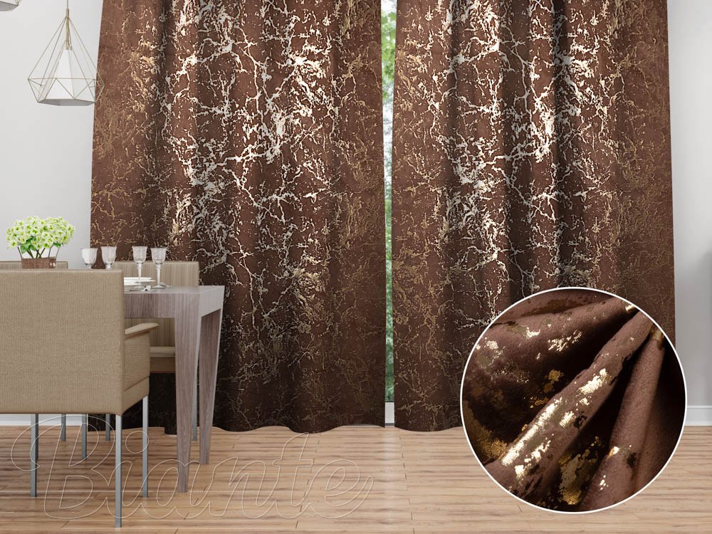 Sametový závěs na míru Isabela IBL-014 Zlatý mramor na červenohnědém - Biante.cz