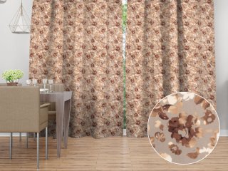 Sametový závěs Tamara TMR-042 Hnědé květy na šedobéžovém - Biante.cz