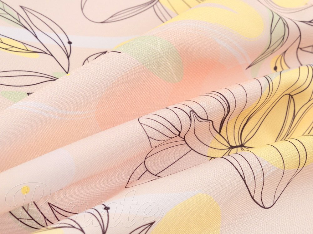 Teflonová látka na ubrusy TF-069 Žluto-růžové květy s lístky - šířka 155 cm - detail 2 - Biante.cz Teflonová látka na ubrusy TF-069 Žluto-růžové květy s lístky - šířka 155 cm - detail 2 - Biante.cz