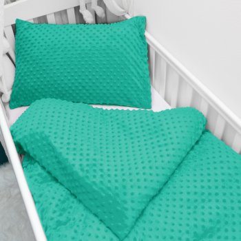 Dětské povlečení do postýlky Minky TOP 3D puntíky MKP-047 Tyrkysově zelené - Biante.cz Dětské povlečení do postýlky Minky TOP 3D puntíky MKP-047 Tyrkysově zelené - Biante.cz