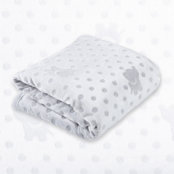 Dětská mikroplyšová deka MIP-024 Světle šedí sloníci a puntíky - Biante.cz