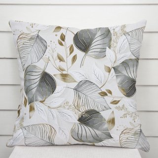 Dekoračná obliečka na vankúš Leona LN-173 Sivé listy na režnom - Biante.sk