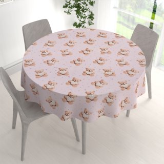 Dětský bavlněný kulatý ubrus Sandra SA-723 Medvídci se srdíčky na fialkovém - detail 1 - Biante.cz