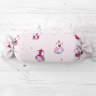 Dětský polštář válec bonbon Sandra SA-726 Růžové sovičky na bledě růžovém - Biante.cz