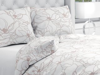 Bavlněné ložní povlečení Sandra SA-268 Béžové designové květiny na bílém - Biante.cz Bavlněné ložní povlečení Sandra SA-268 Béžové designové květiny na bílém - Biante.cz