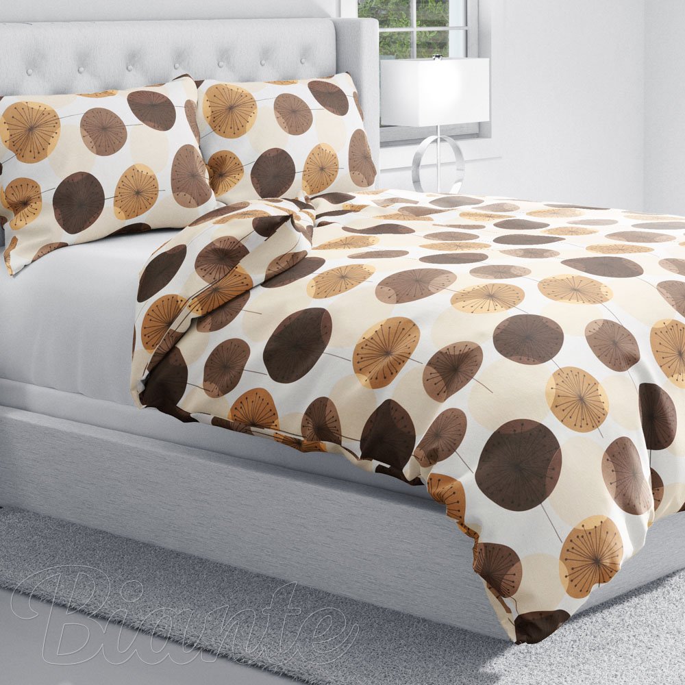 Bavlnené posteľné obliečky Sandra SA-488 Hnedo-béžové designové púpavy - detail 1 - Biante.sk