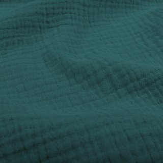 Mušelín dvojitá gázovina MSN-043 Tmavá petrolejově zelená - metráž šířka 160 cm - detail 1 - Biante.cz
