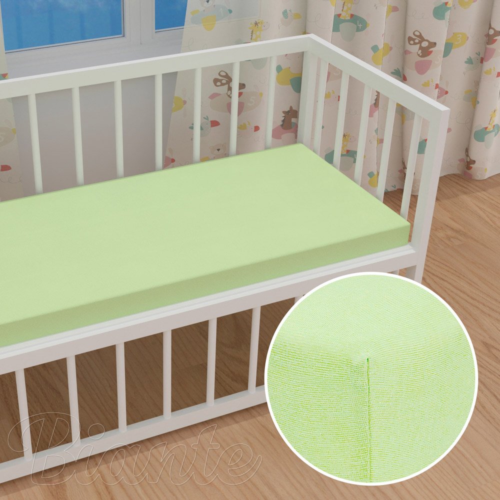 Dětské jersey napínací prostěradlo do postýlky JR-018 Pastelově zelené - Biante.cz