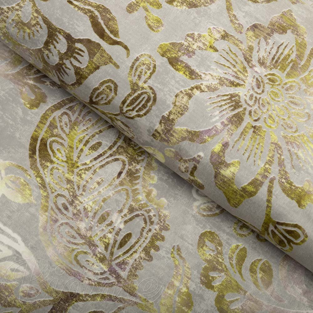 Sametová látka Tamara TMR-055 Abstraktní zelené květy na zelenošedém - šířka 150 cm - Biante.cz