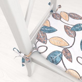 Oblý podsedák PML-035 Modro-žluté listy - 39x37x3 cm - detail 1 - Biante.cz