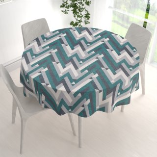 Sametový kulatý ubrus Tamara TMR-026 Zeleno-šedý designový cik-cak - detail 1 - Biante.cz Sametový kulatý ubrus Tamara TMR-026 Zeleno-šedý designový cik-cak - detail 1 - Biante.cz