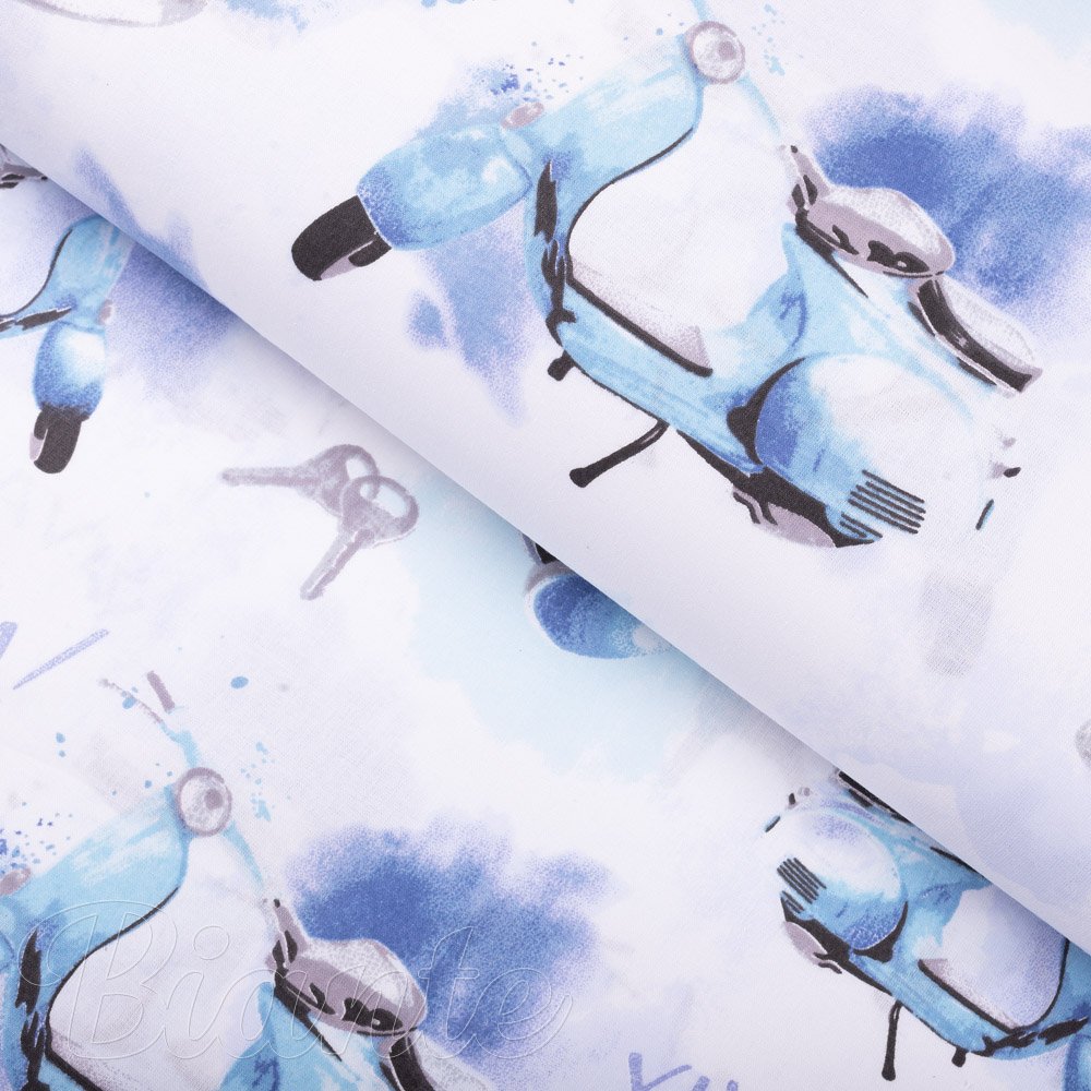 Bavlněná látka/plátno Sandra SA-289 Viva Italia modrá - šířka 160 cm - Biante.cz