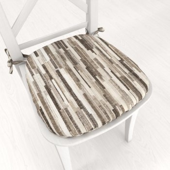 Oblý podsedák Leona LN-176 Hnědo-béžové proužky - 39x37x3 cm - Biante.cz