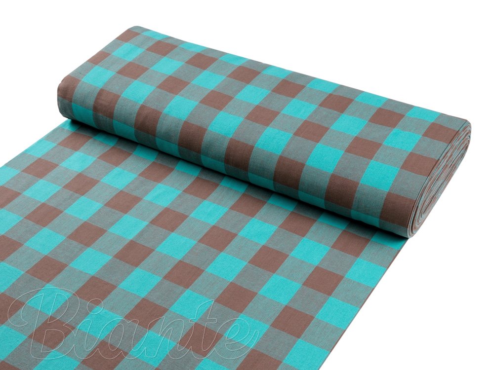 Bavlněná látka Olivia OL-018 Tyrkysovo-hnědá kostka velká - šířka 150 cm - detail 2 - Biante.cz Bavlněná látka Olivia OL-018 Tyrkysovo-hnědá kostka velká - šířka 150 cm - detail 2 - Biante.cz