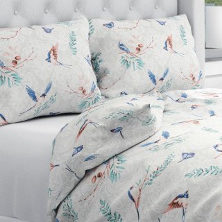 Bavlněné ložní povlečení Sandra SA-471 Vlaštovky s motýlky na světle šedém ornamentu - Biante.cz Bavlněné ložní povlečení Sandra SA-471 Vlaštovky s motýlky na světle šedém ornamentu - Biante.cz