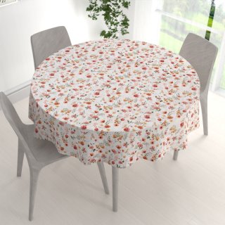 Bavlněný kulatý ubrus Sandra SA-731 Červený květinový vzor na bílém - detail 1 - Biante.cz Bavlněný kulatý ubrus Sandra SA-731 Červený květinový vzor na bílém - detail 1 - Biante.cz